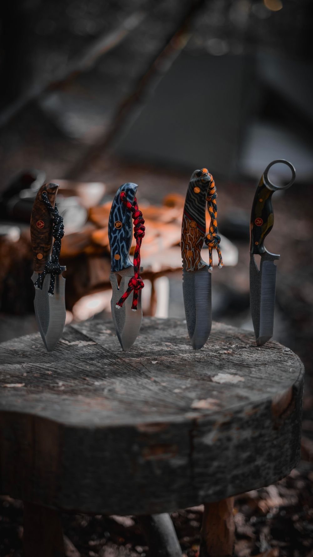 Emberyard Wrapped-Handle Field Knife Set of Four