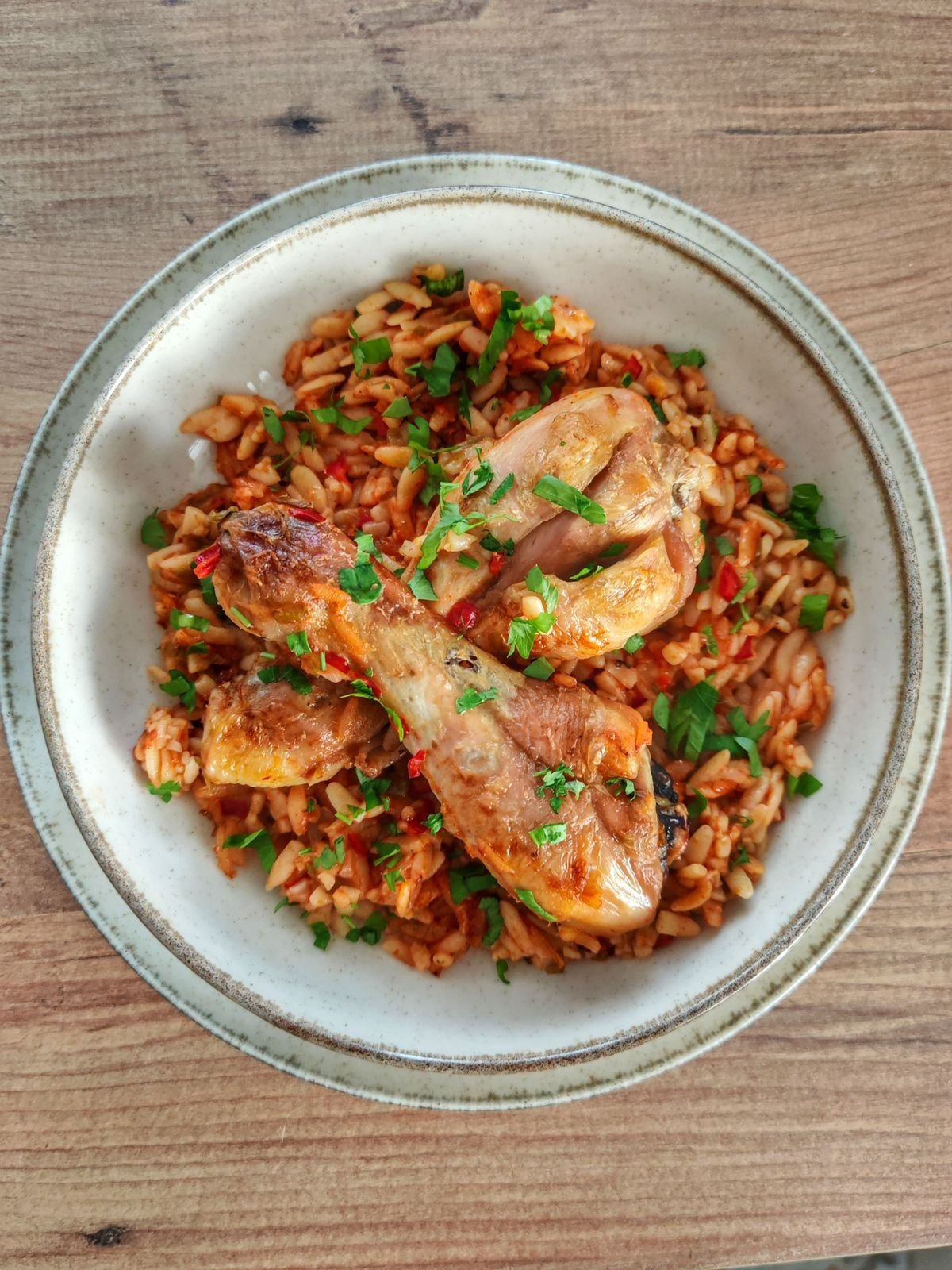 Arroz con Pollo with Roasted Chicken Legs