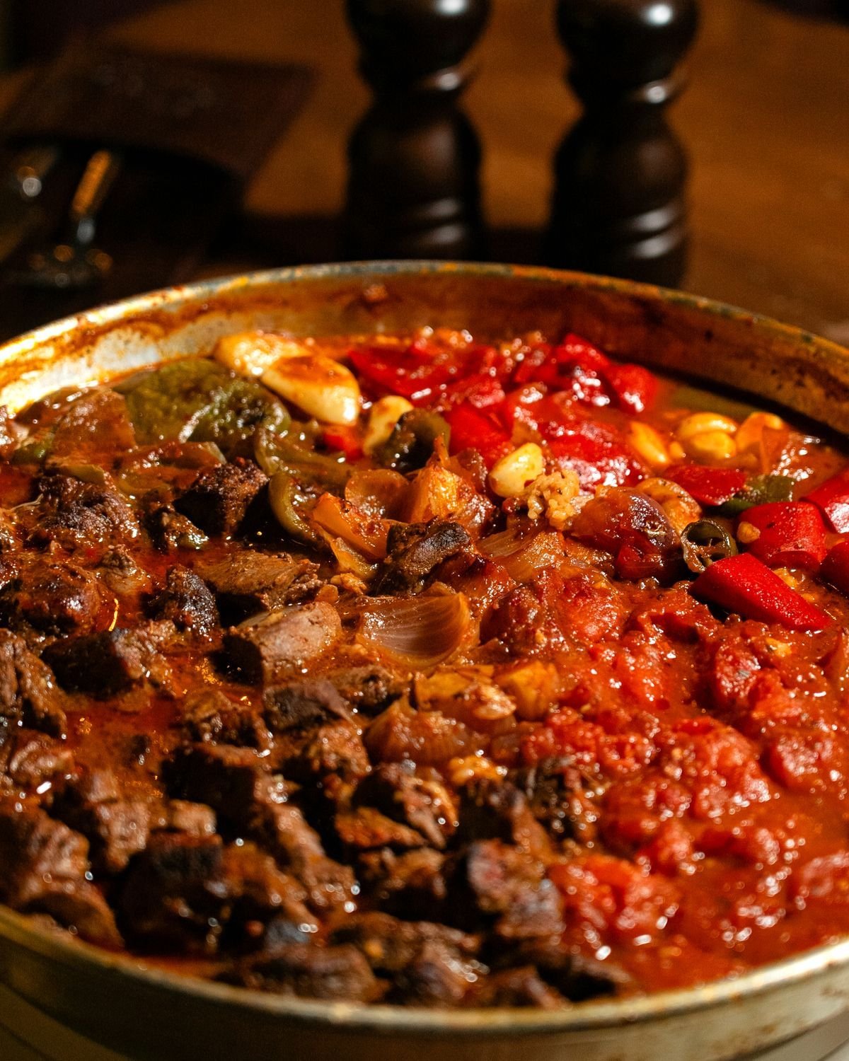 Balkan Beef and Roasted Pepper Skillet Stew