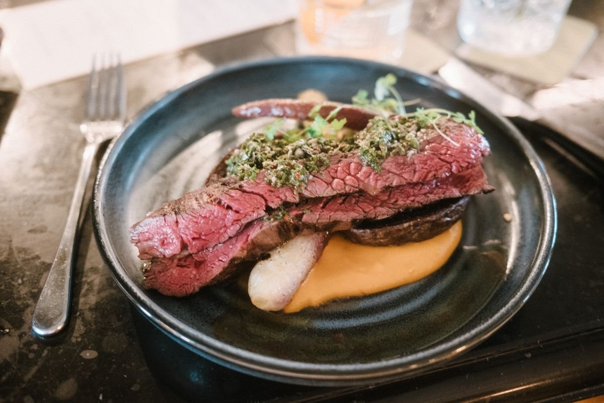 Bavette Steak with Herb Crumb and Squash Puree