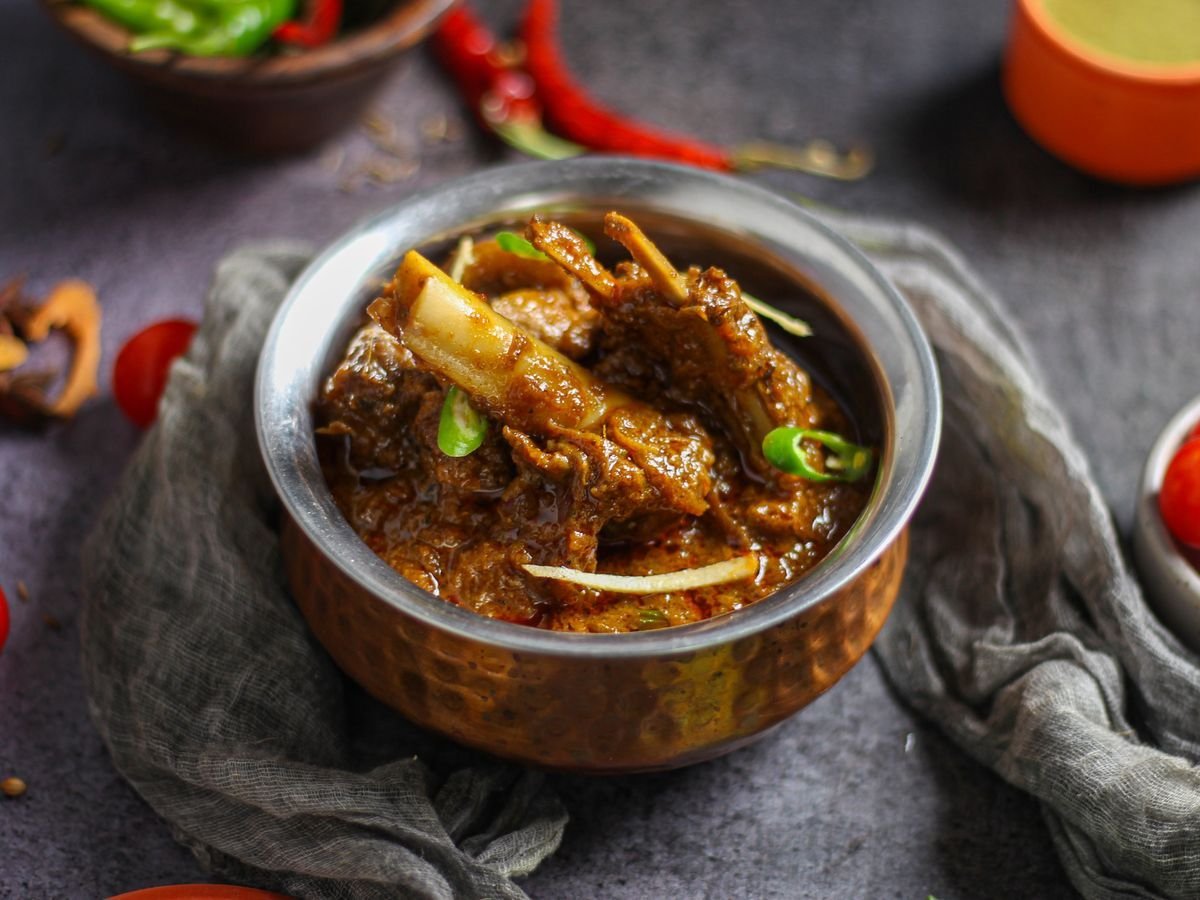 Bhuna Mutton Curry in a Copper Handi