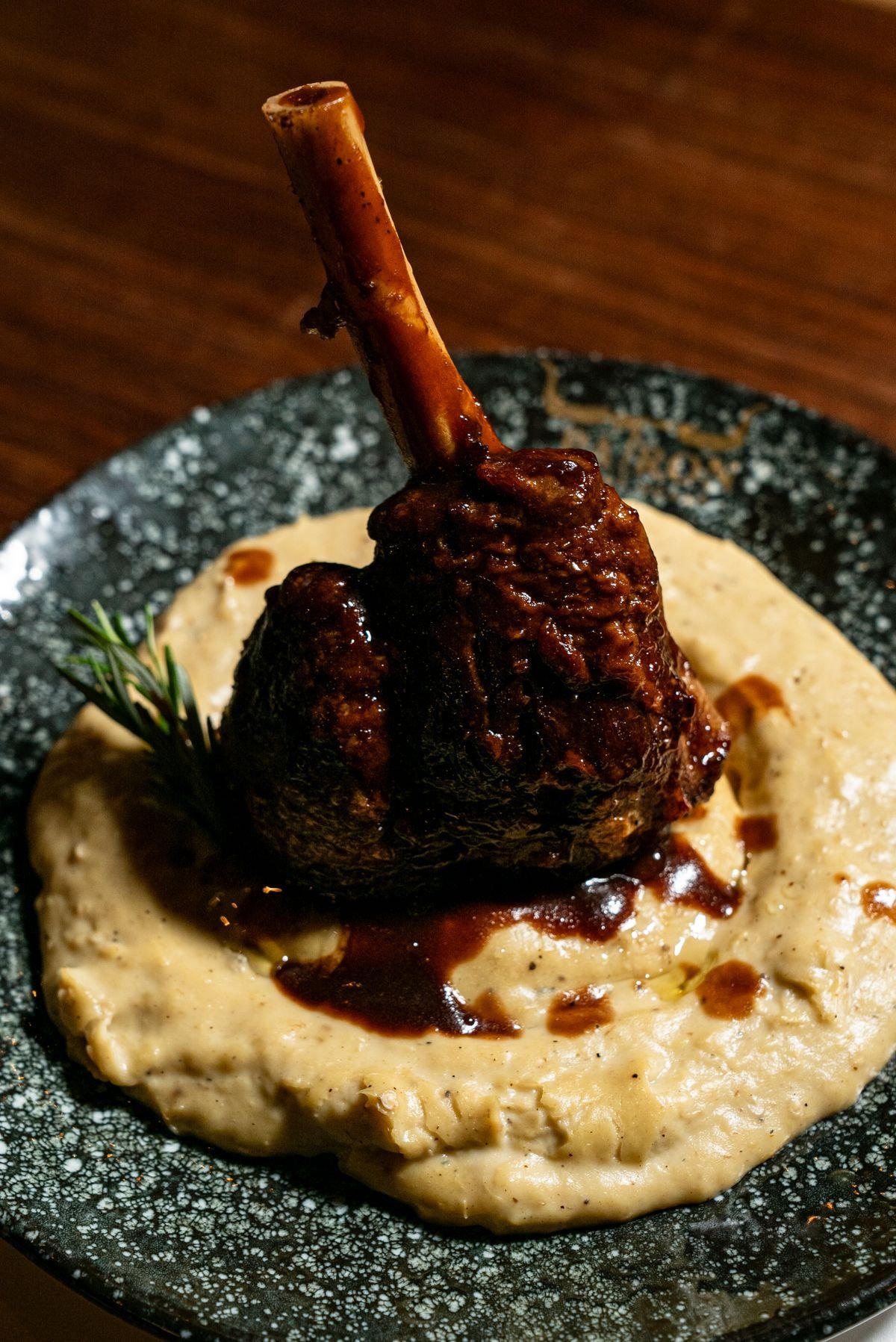Braised Lamb Shank on Hummus