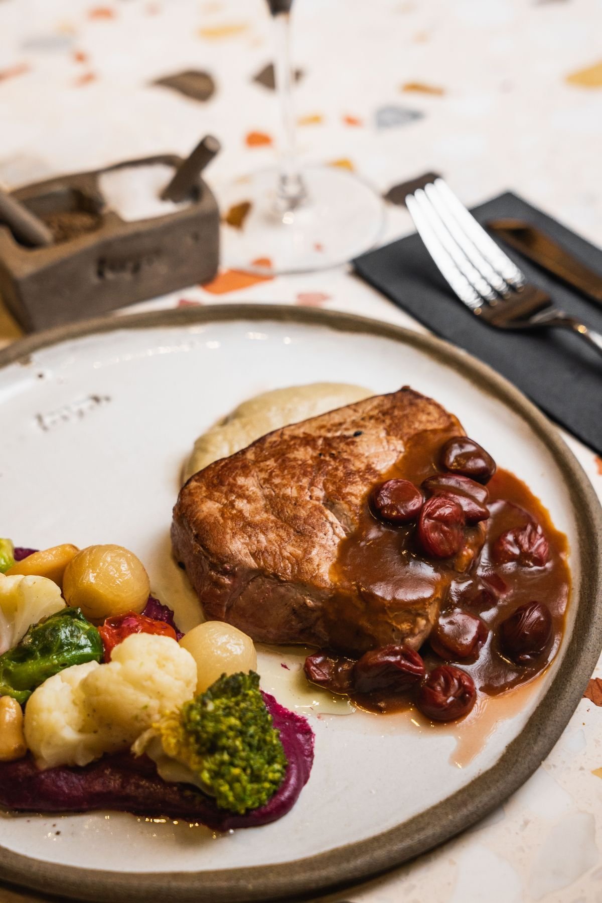 Braised Pork Cheeks with Cherry Sauce
