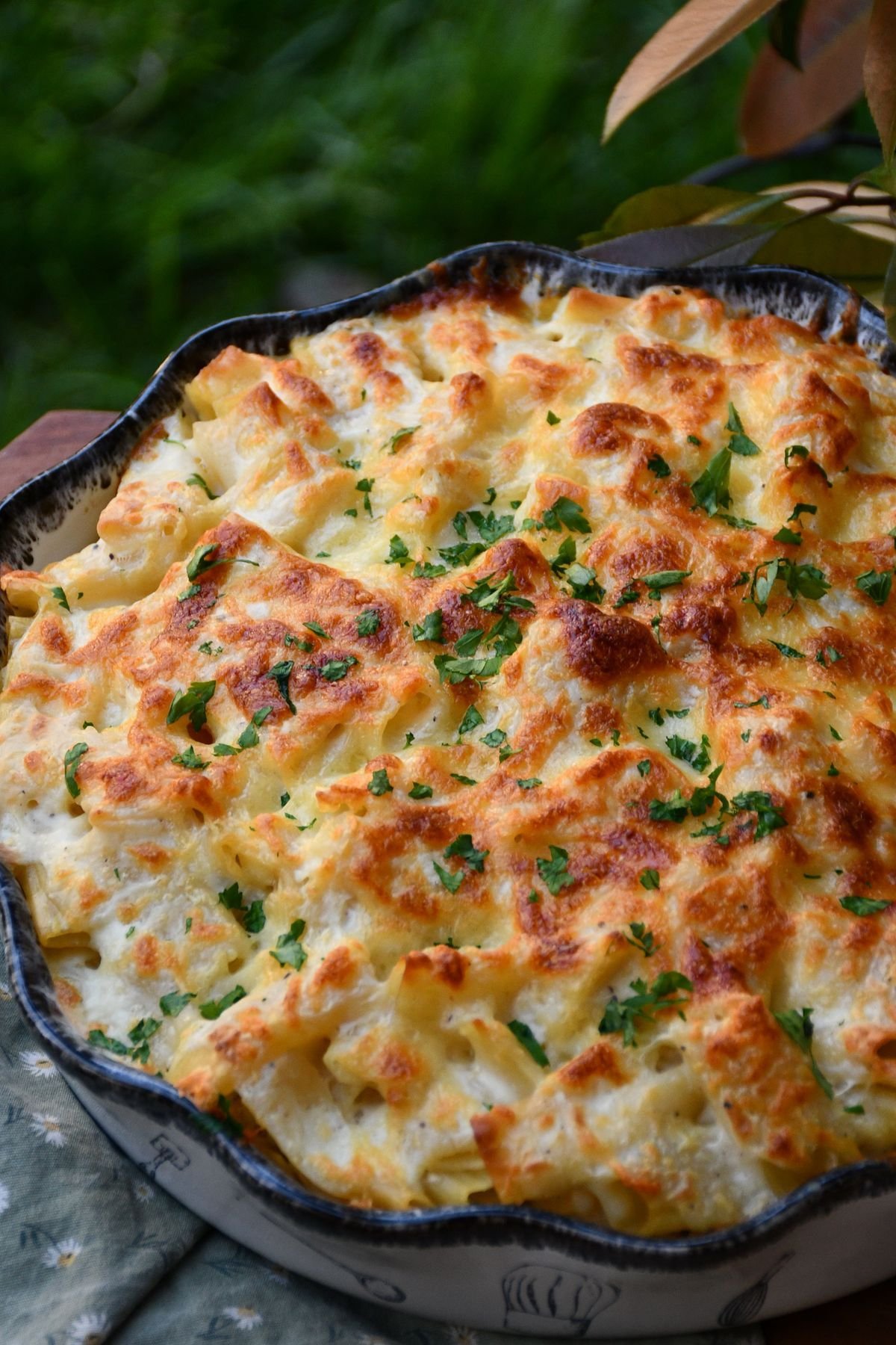 Cast-Iron Baked Three-Cheese Mac and Cheese