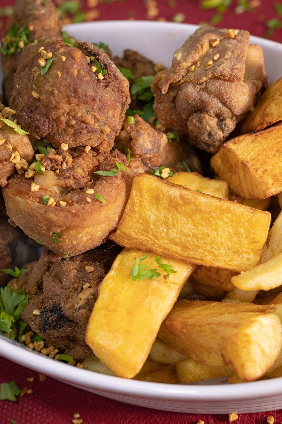 Chicharron de Pollo with Yuca Frita