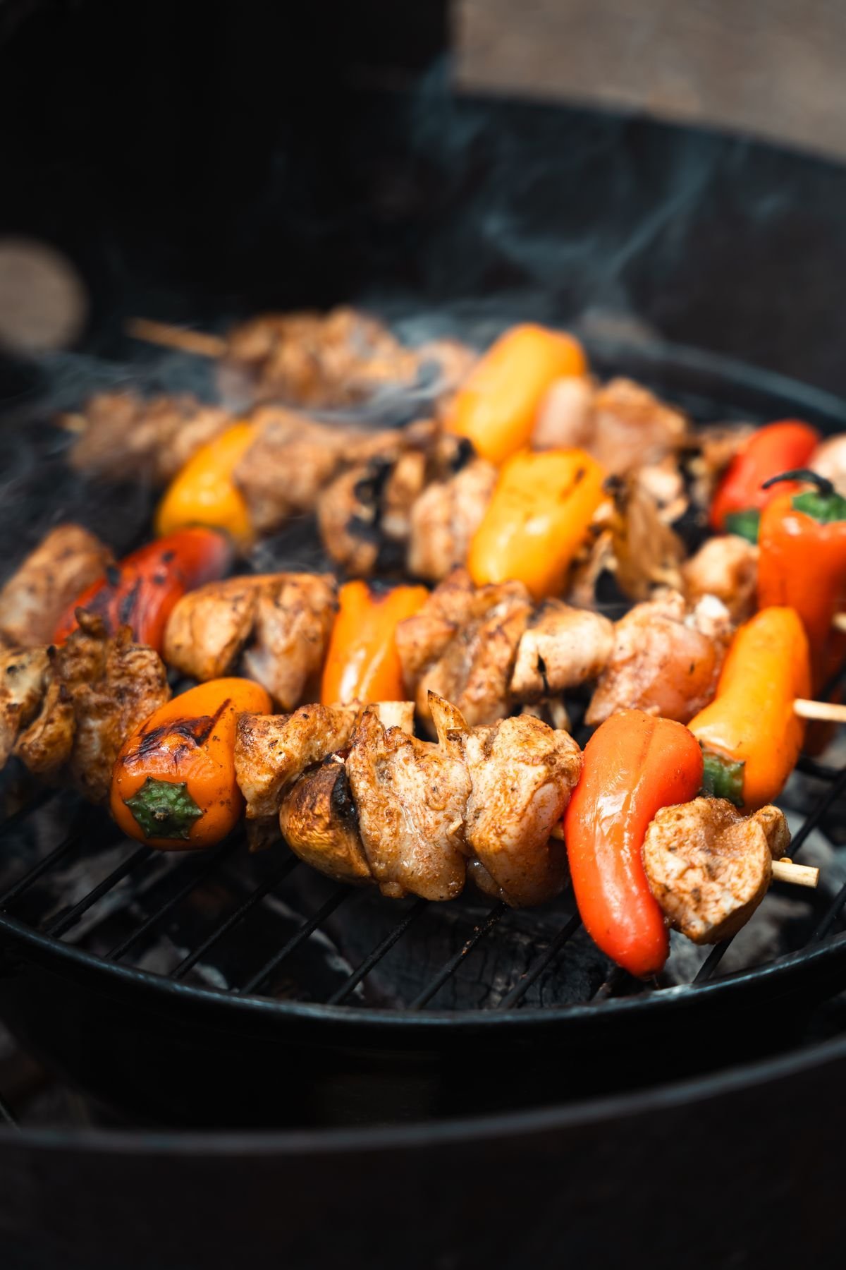 Chicken Kebabs with Peppers and Mushrooms