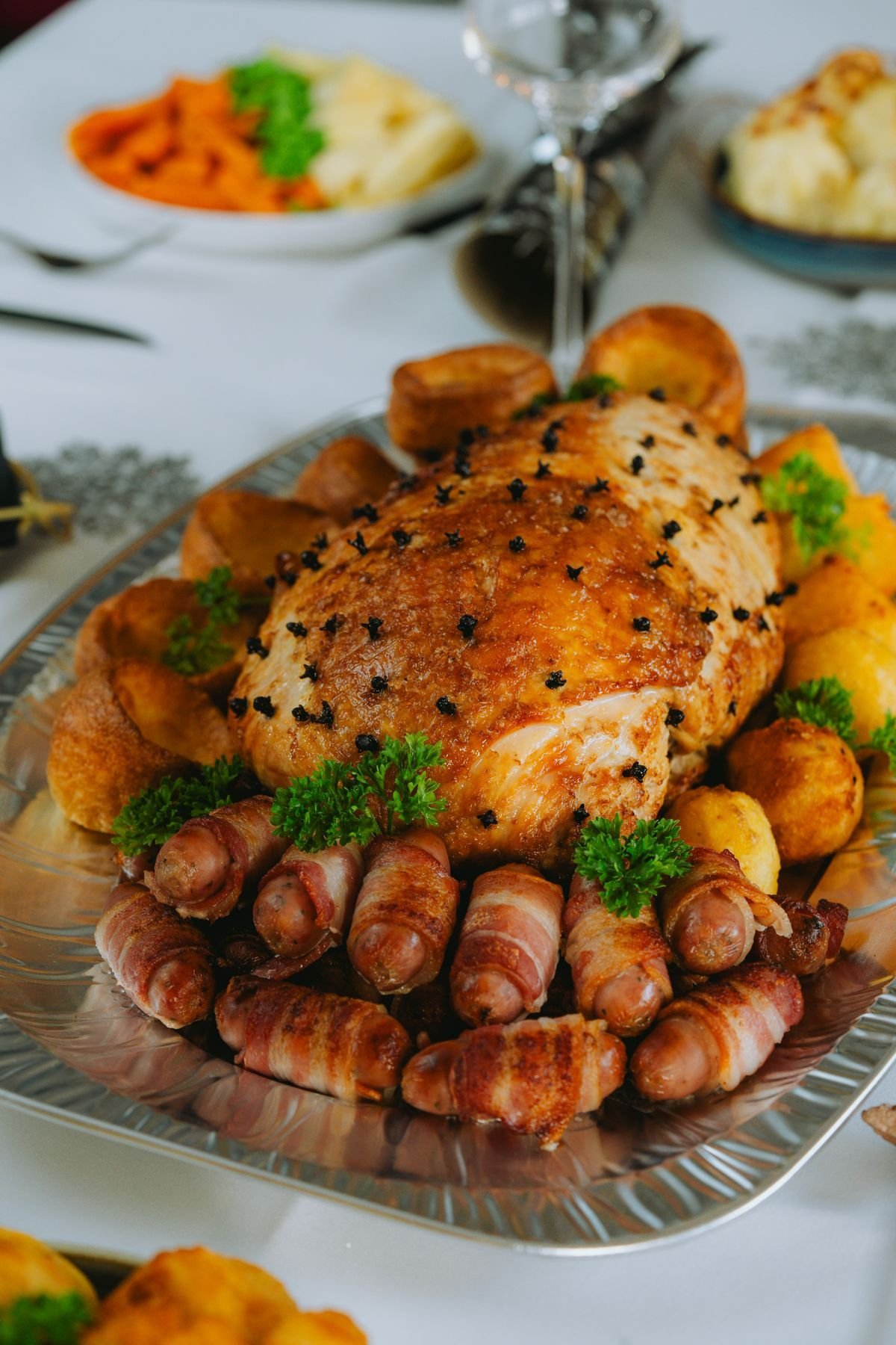 Christmas Roast Turkey with Pigs in Blankets