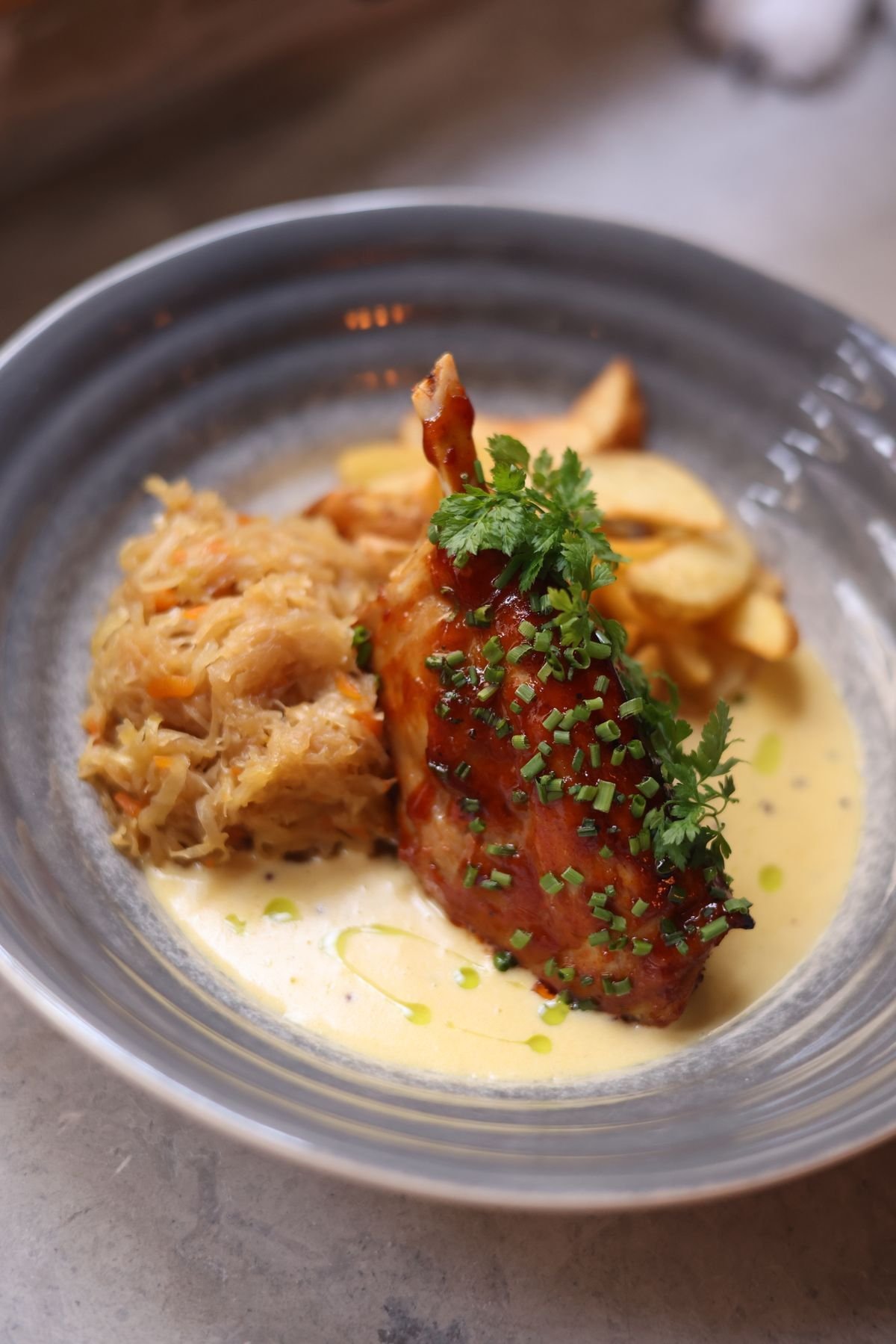 Cider-Glazed Pork with Sauerkraut and Mustard Cream