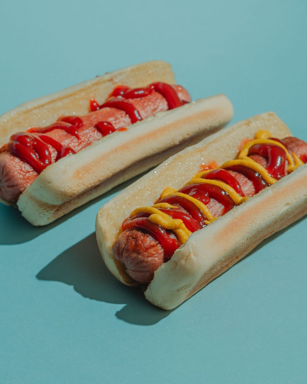 Classic Griddled Hot Dogs with Ketchup and Mustard