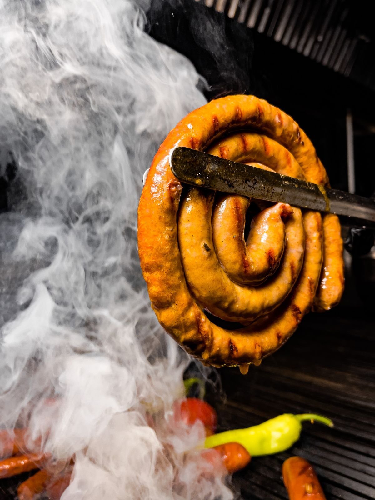 Coiled Boerewors with Charred Chiles