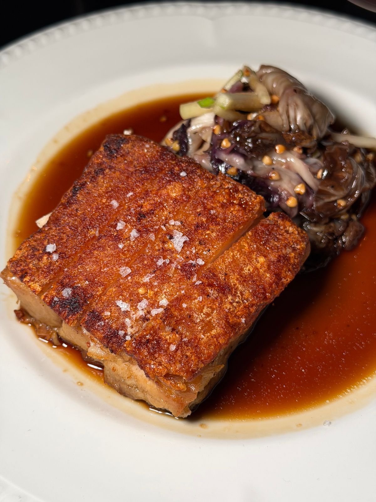 Crispy Pork Belly with Onion Pan Jus
