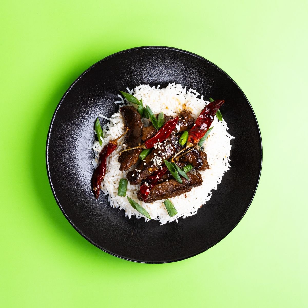 Dried Chili Beef Rice Bowl