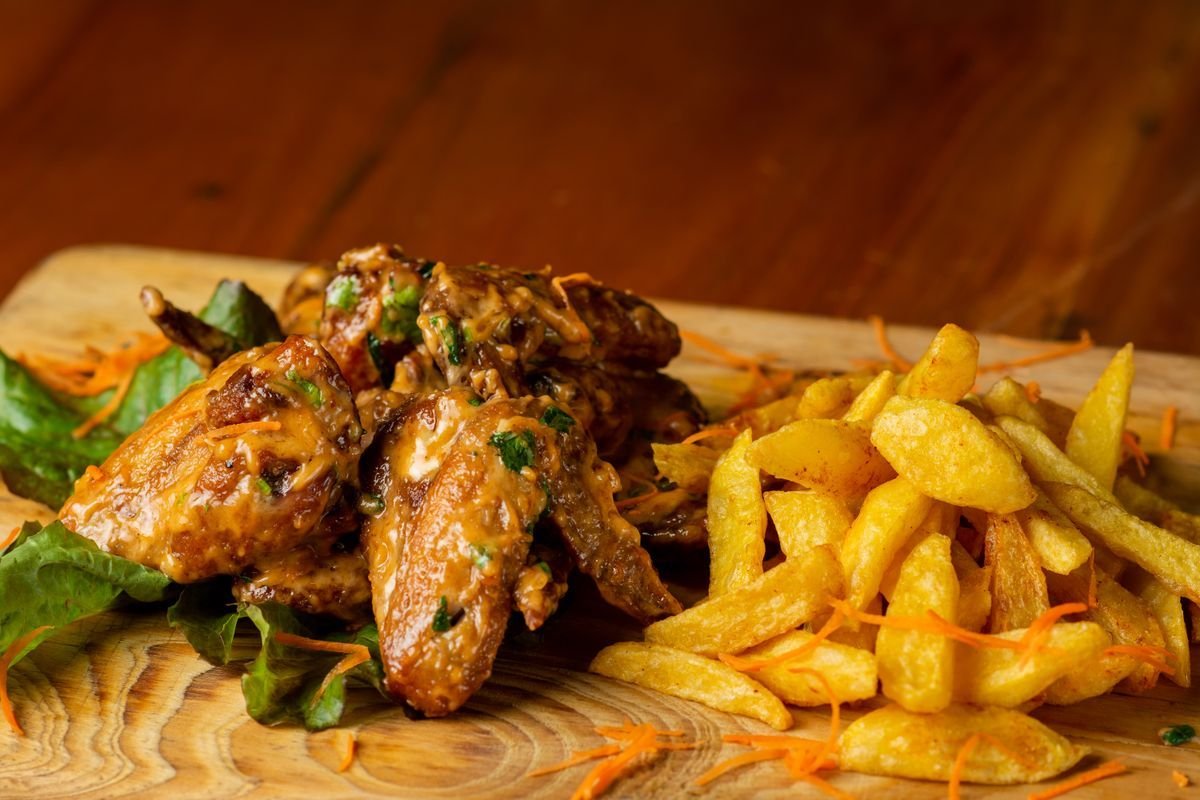 Garlic Parmesan Wings with Fries