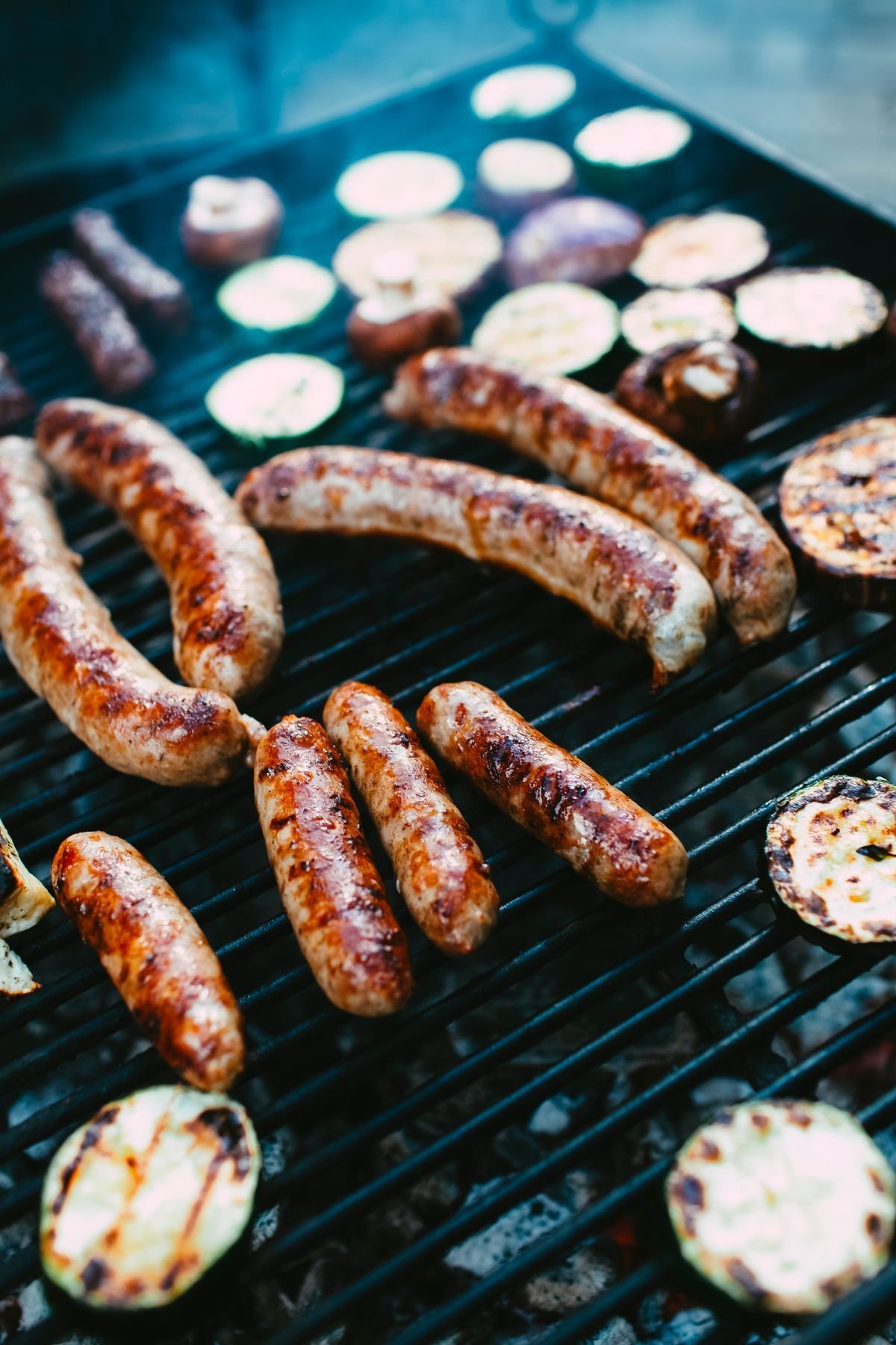 Grilled Italian Sausages with Charred Zucchini