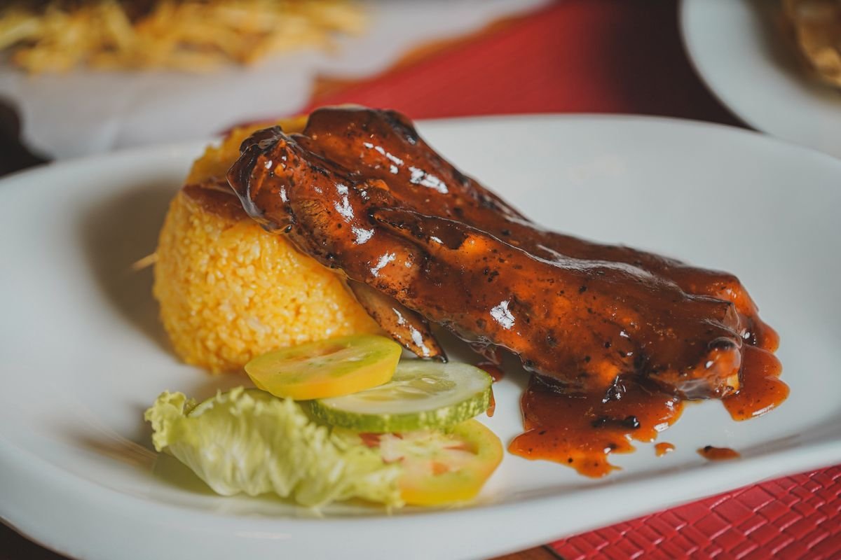 Guava BBQ Baby Back Ribs with Yellow Rice