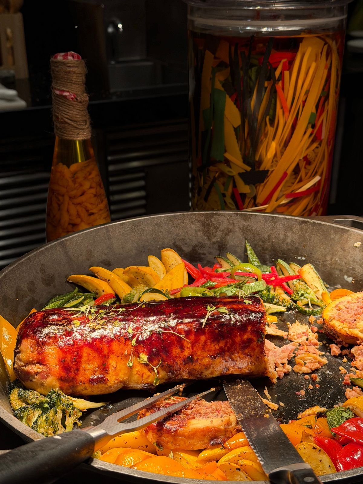 Guava-Glazed Pork Loin with Roasted Peppers