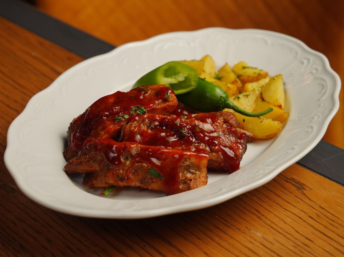 Hot Honey Glazed Ribs with Parsley Potatoes