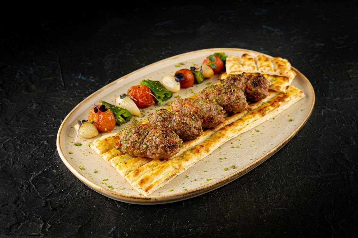 Kasap Kofte on Grilled Lavash