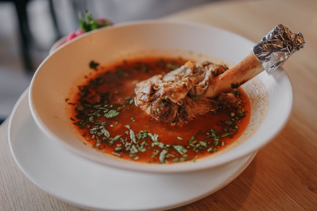 Lamb Shank Soup in Spiced Tomato Broth