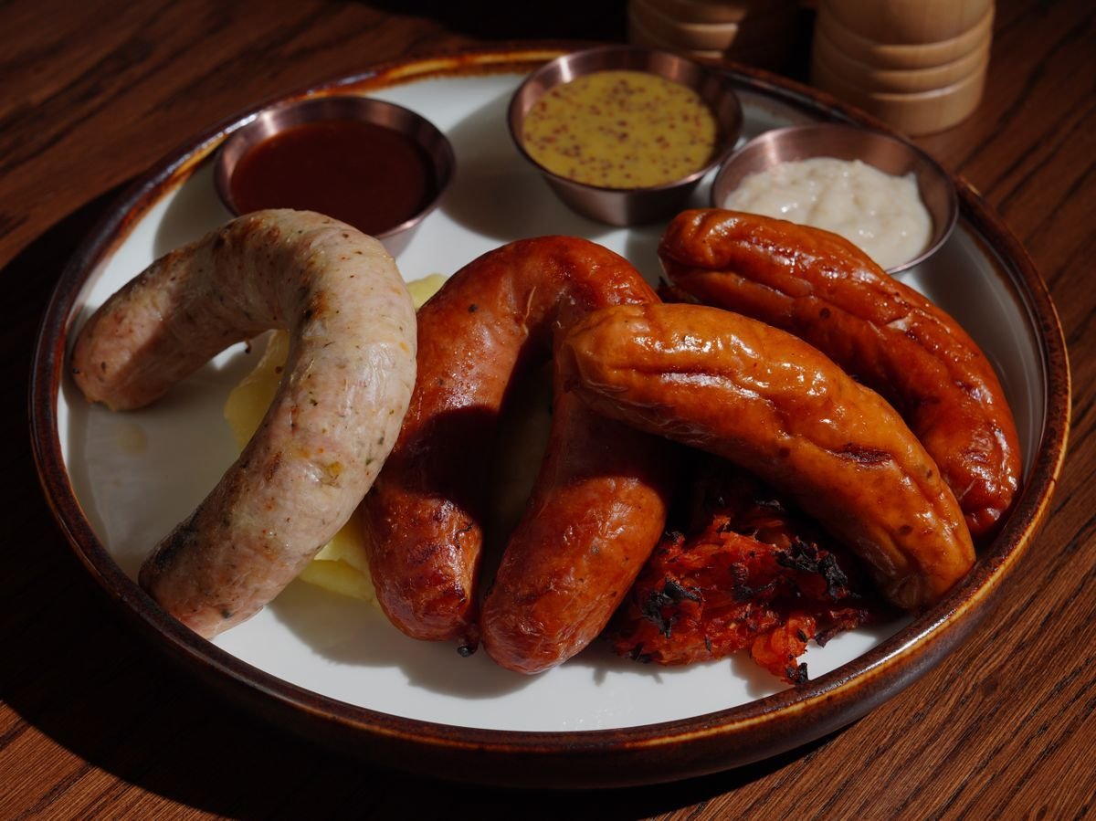 Mixed Sausage Platter with Three Dipping Sauces