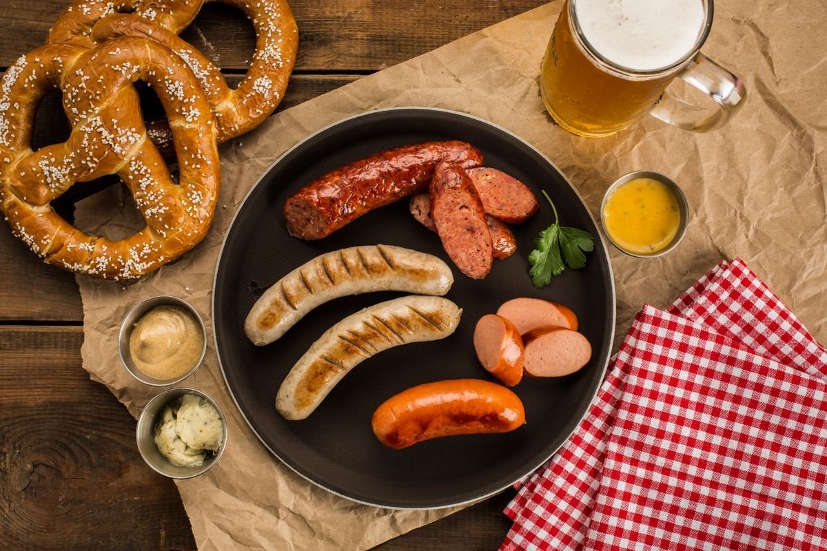 Oktoberfest Sausage Plate with Soft Pretzels