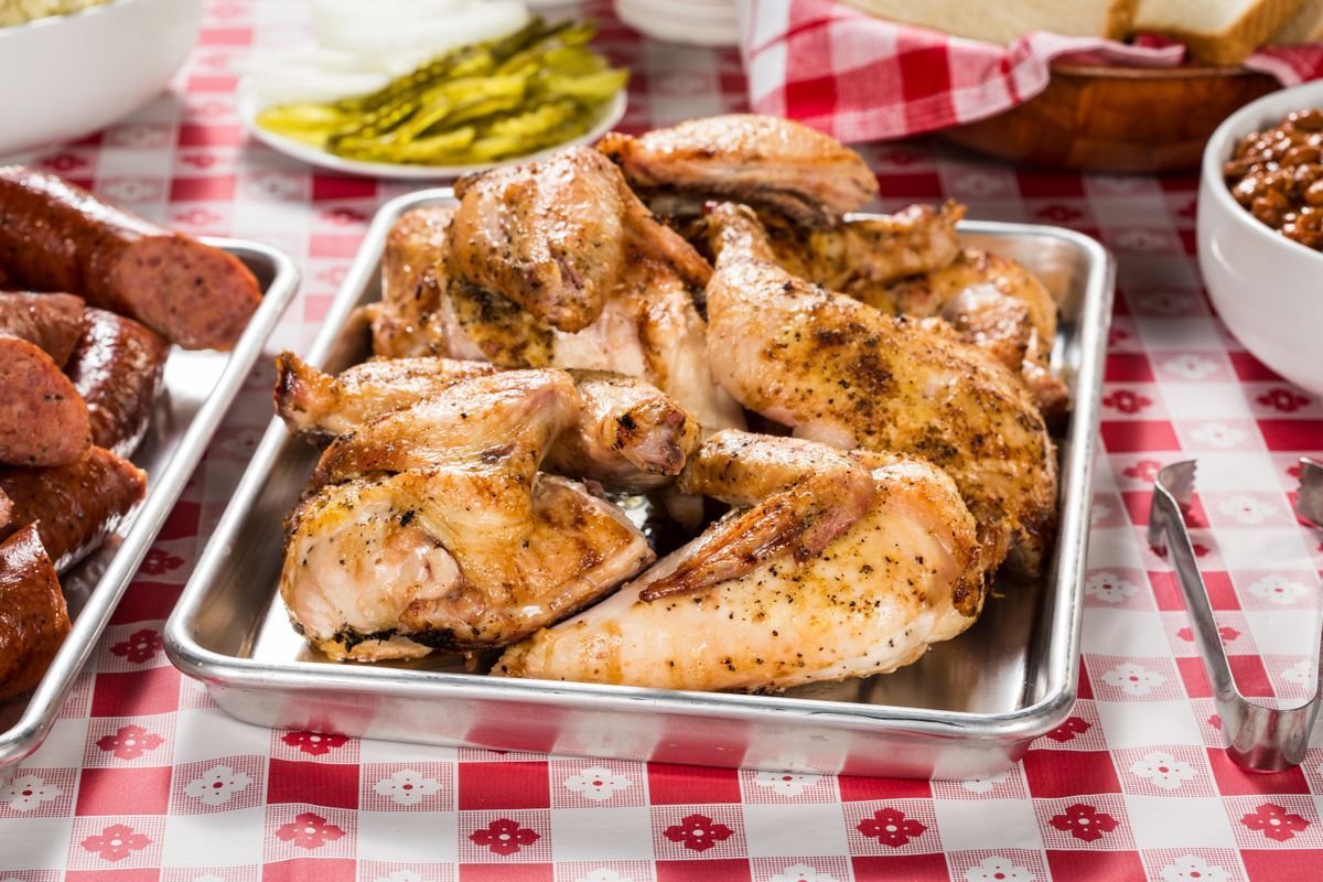 Pepper-Rubbed Smoked Half Chickens