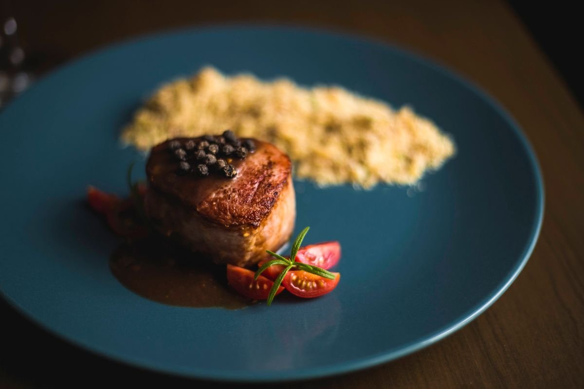 Peppercorn-Crusted Pork Medallion with Couscous