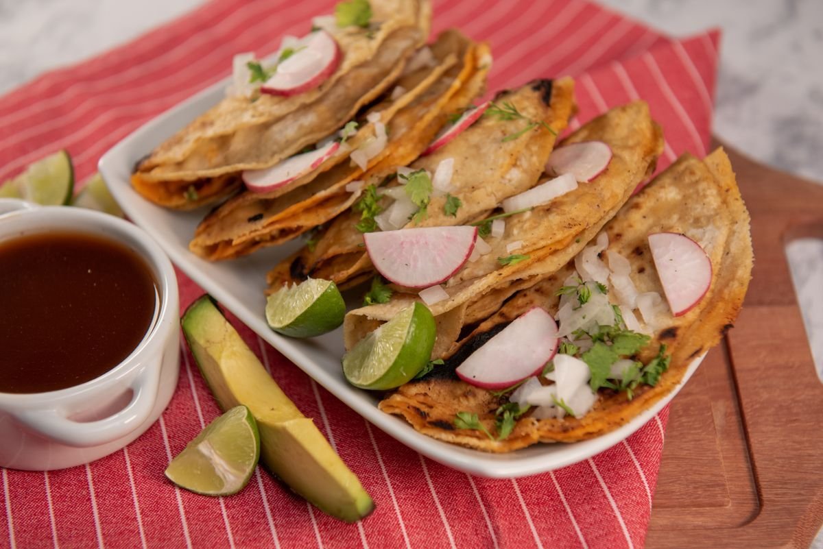 Quesabirria Tacos with Beef Consome