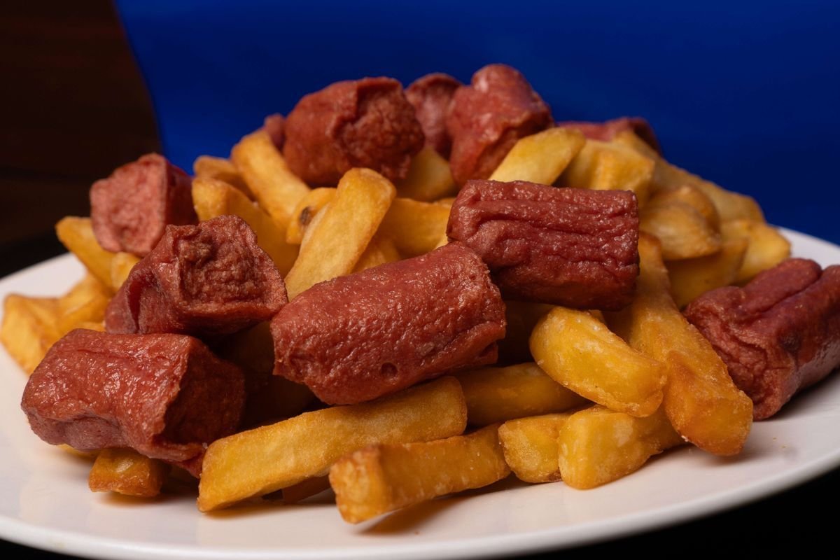 Salchipapas with Fried Sausage Chunks