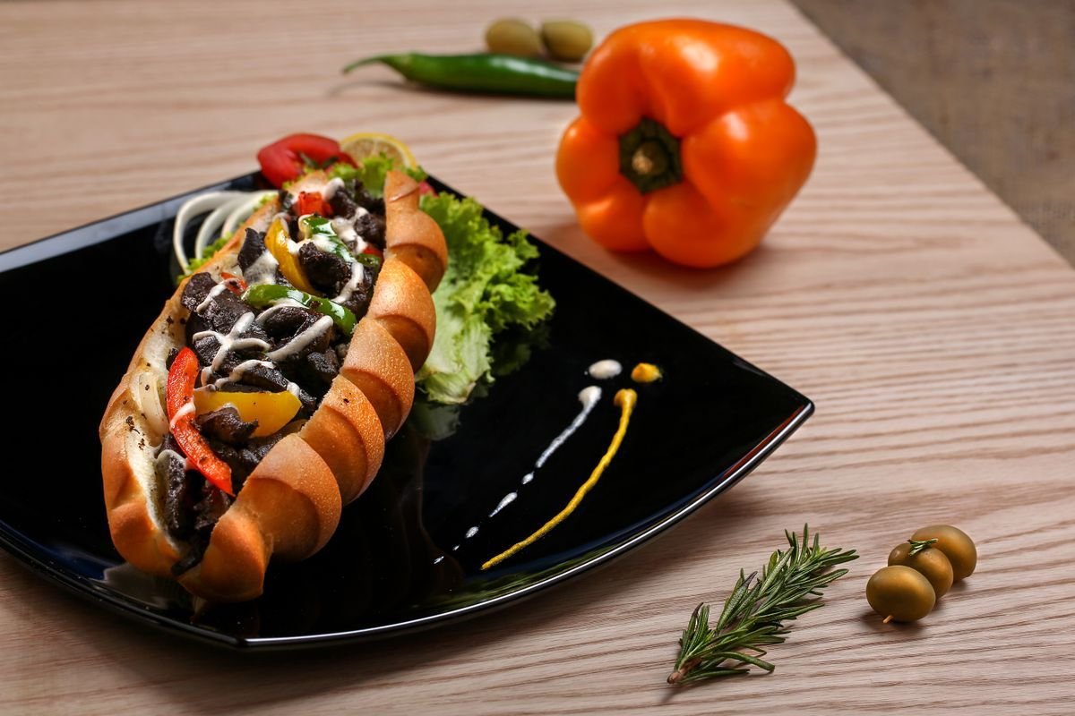 Shaved Steak and Pepper Roll