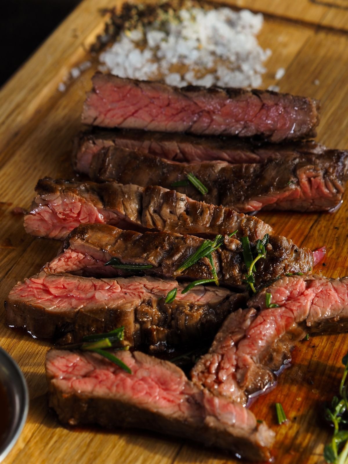 Sliced Flat Iron Steak with Blue Cheese Crumble