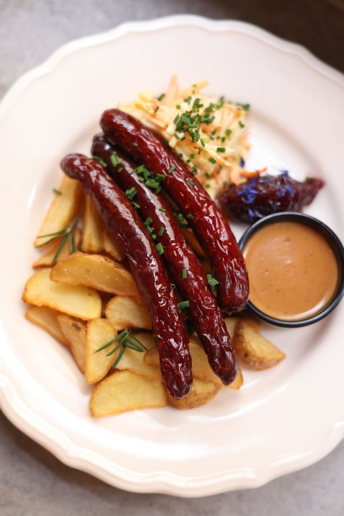 Smoked Sausages with Rosemary Roast Potatoes