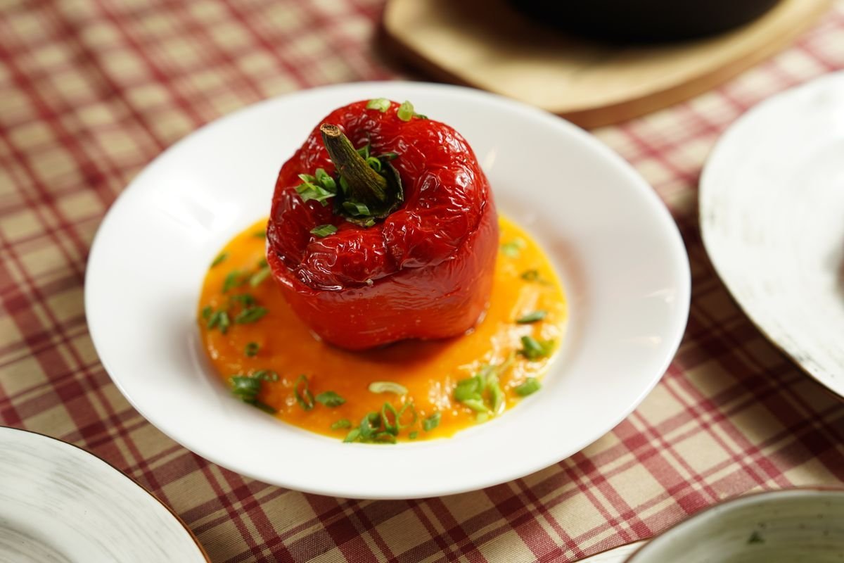 Stuffed Red Pepper with Paprika Tomato Sauce