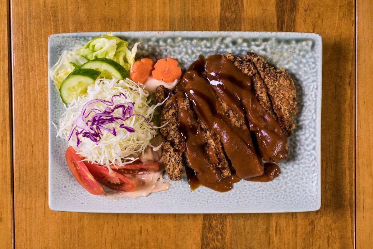 Tonkatsu with Tangy Katsu Sauce and Shredded Cabbage